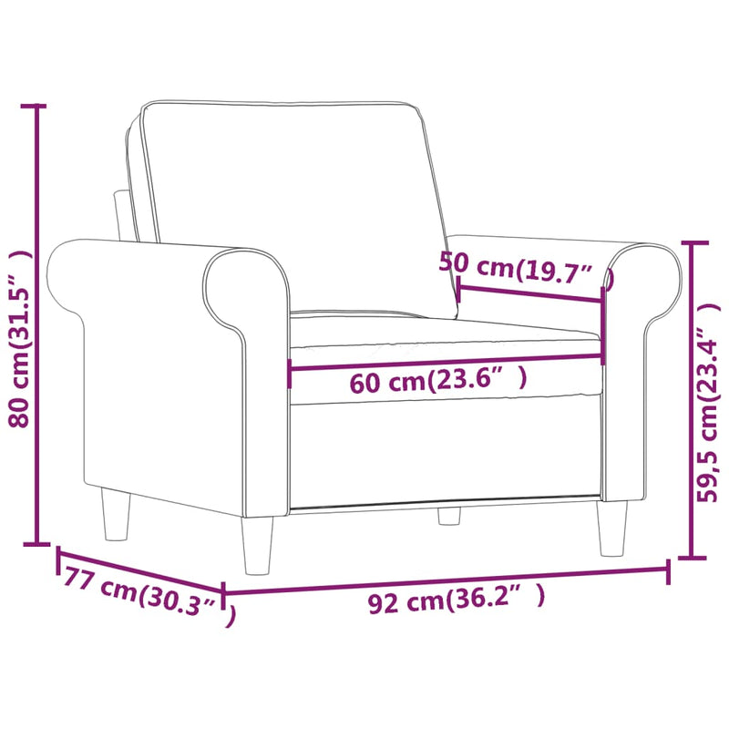 Sofa Chair Light Gray 23.6" Fabric