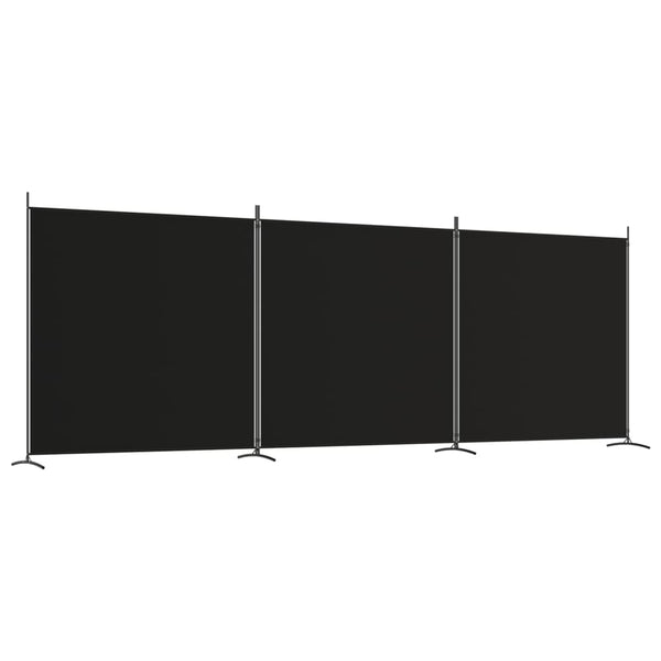 3-Panel Room Divider Black 206.7"x70.9" Fabric