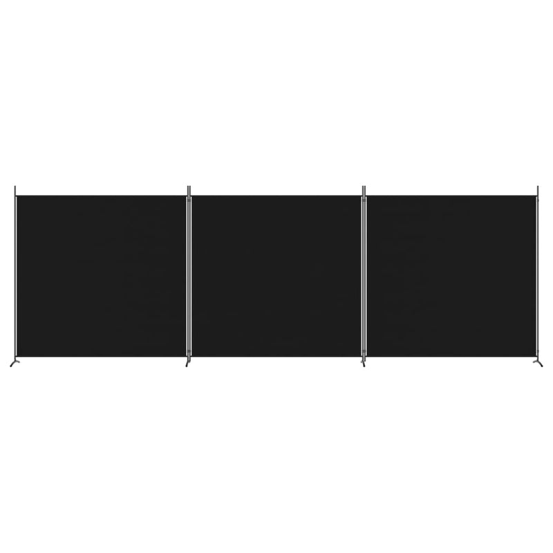 3-Panel Room Divider Black 206.7"x70.9" Fabric