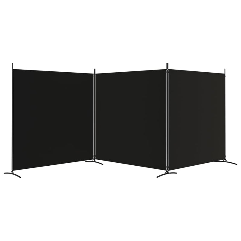 3-Panel Room Divider Black 206.7"x70.9" Fabric