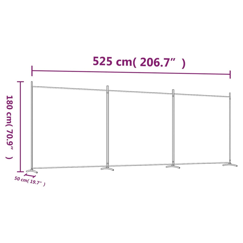 3-Panel Room Divider Black 206.7"x70.9" Fabric