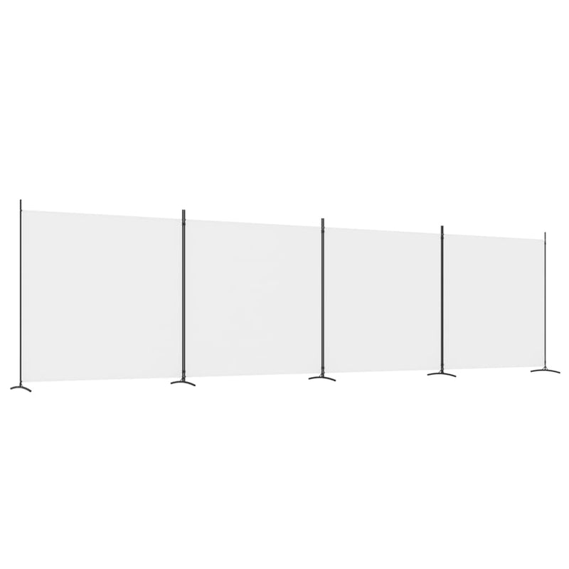 4-Panel Room Divider White 274.8"x70.9" Fabric