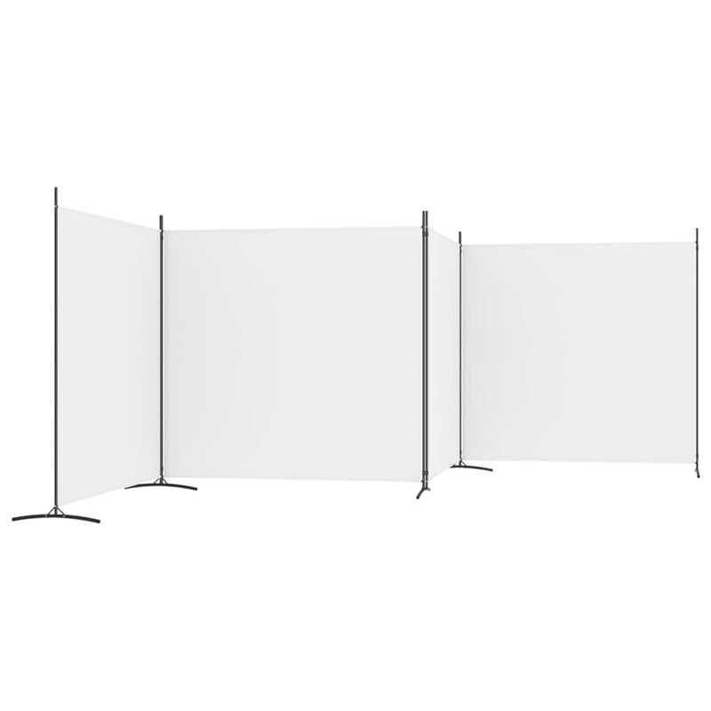 4-Panel Room Divider White 274.8"x70.9" Fabric