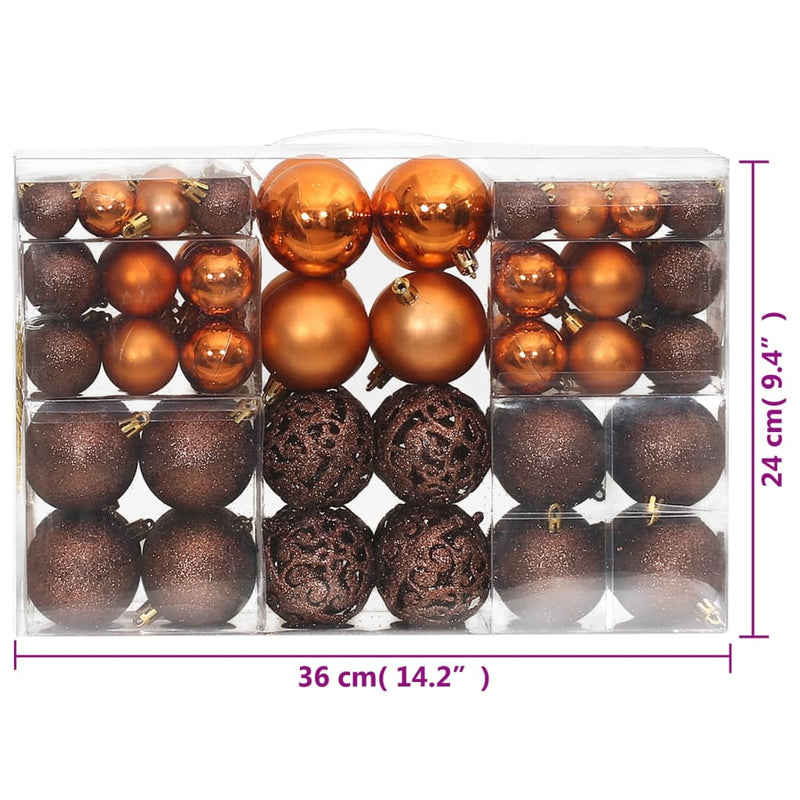 Christmas Baubles 100 pcs Brown 1.2" / 1.6" / 2.4"