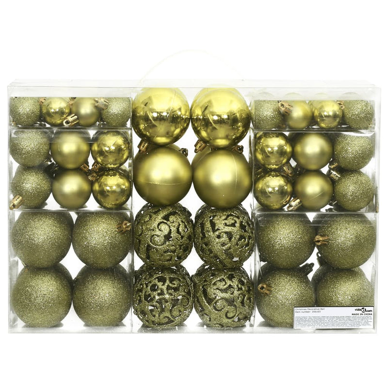 Christmas Baubles 100 pcs Light Green 1.2" / 1.6" / 2.4"