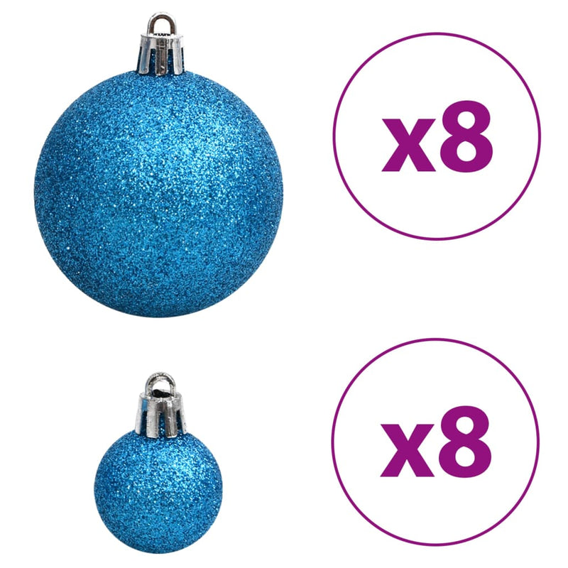 Christmas Baubles 100 pcs Blue and Silver 1.2" / 1.6" / 2.4"