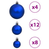 Christmas Baubles 100 pcs Blue and Silver 1.2" / 1.6" / 2.4"