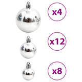 Christmas Baubles 100 pcs Blue and Silver 1.2" / 1.6" / 2.4"