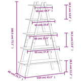 5-Tier Shelf A-shape 43.3"x15.7"x71.1" Solid Wood Pine