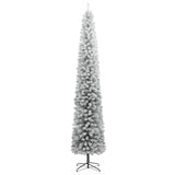 Slim Christmas Tree with Stand and Flocked Snow 118.1" PVC