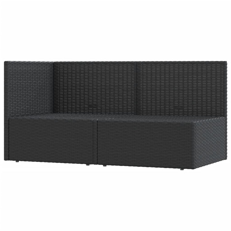 2 Piece Patio Lounge Set with Cushions Black Poly Rattan