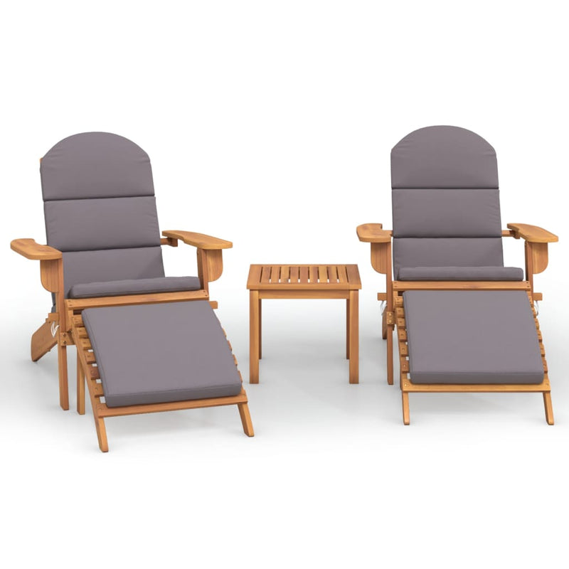 3 Piece Adirondack Patio Lounge Set Solid Wood Acacia