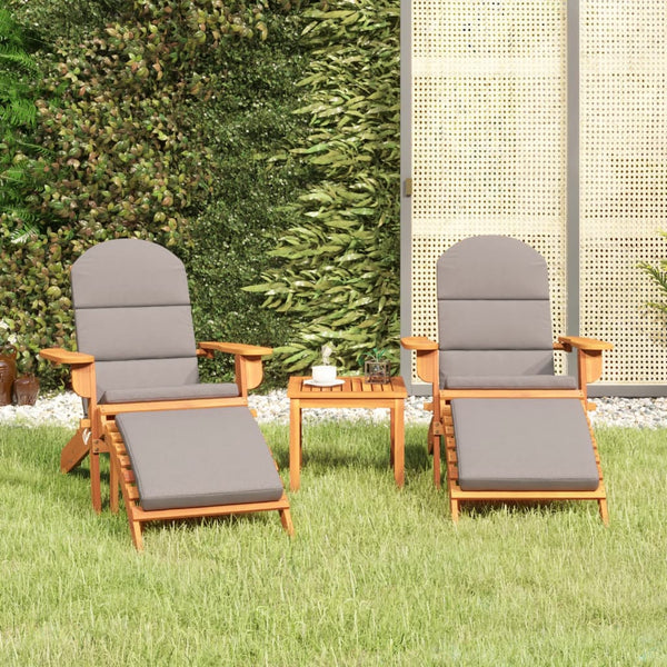 3 Piece Adirondack Patio Lounge Set Solid Wood Acacia