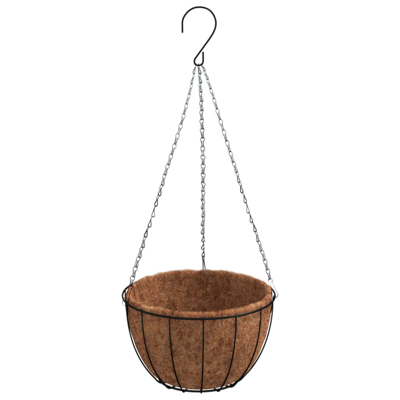 Hanging Planters 4 pcs with Coco Liners Black Ø 11.8"x20.5" Steel