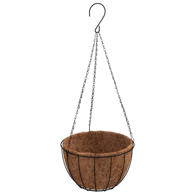 Hanging Planters 4 pcs with Coco Liners Black Ø 11.8"x20.5" Steel