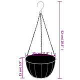 Hanging Planters 4 pcs with Coco Liners Black Ø 11.8"x20.5" Steel