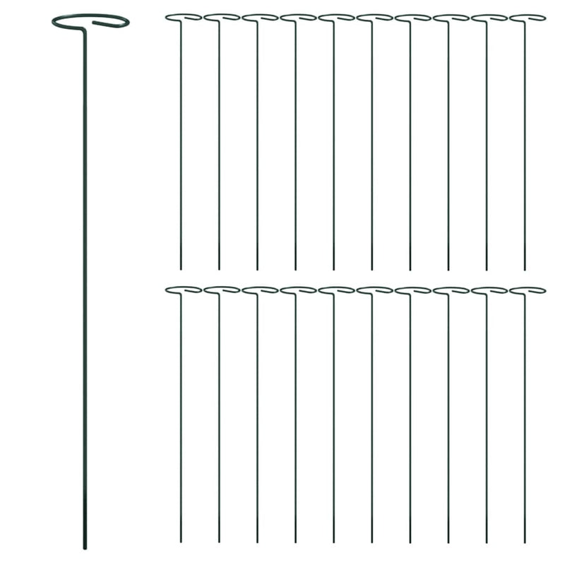 Garden Plant Stakes 20 pcs Dark Green 15.7" Steel