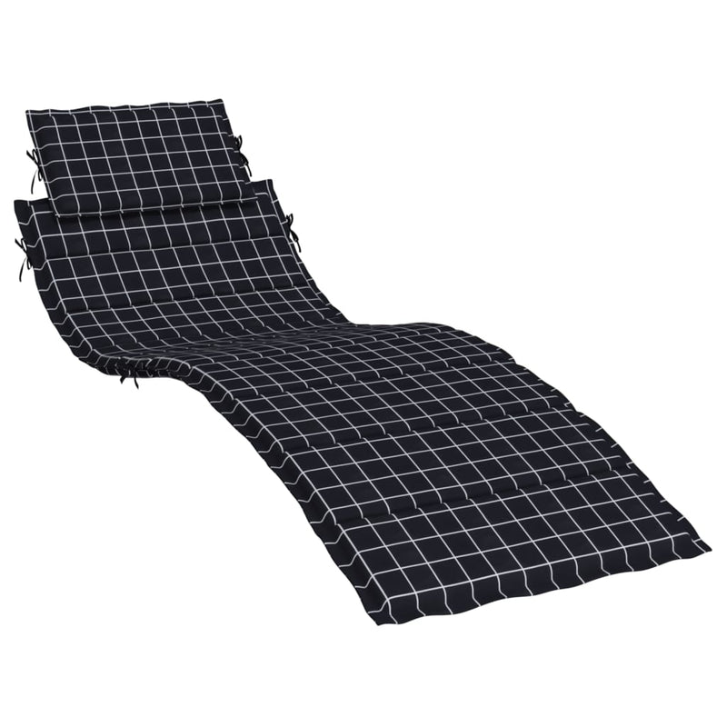 Sun Lounger Cushion Black Check Pattern Oxford Fabric