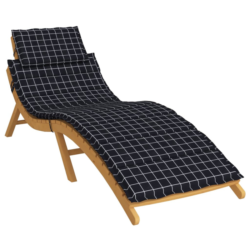 Sun Lounger Cushion Black Check Pattern Oxford Fabric