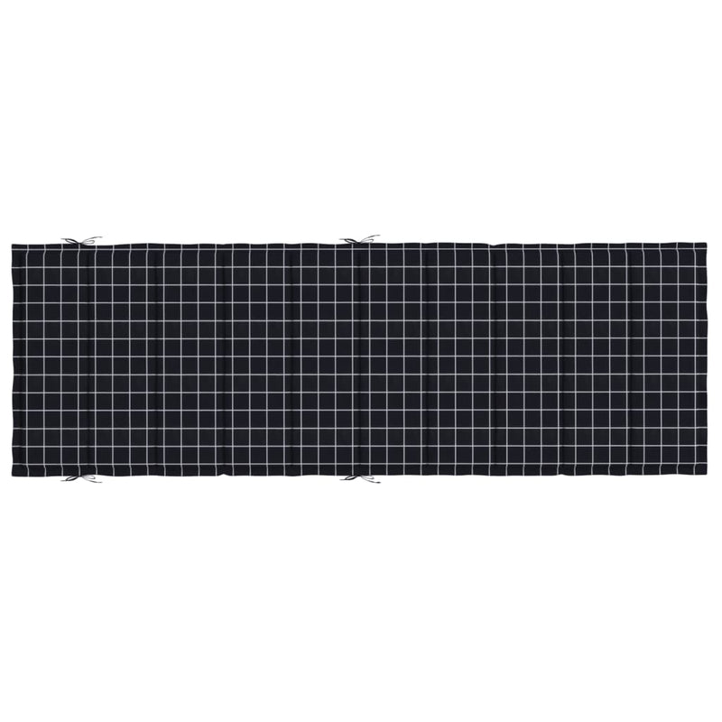 Sun Lounger Cushion Black Check Pattern Oxford Fabric