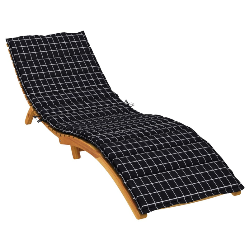 Sun Lounger Cushion Black Check Pattern Oxford Fabric