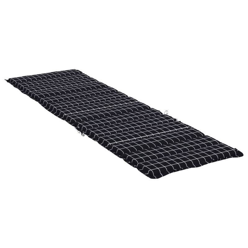 Sun Lounger Cushion Black Check Pattern Oxford Fabric