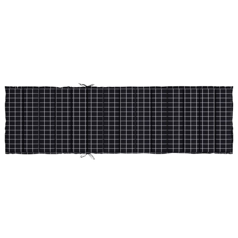 Sun Lounger Cushion Black Check Pattern Oxford Fabric