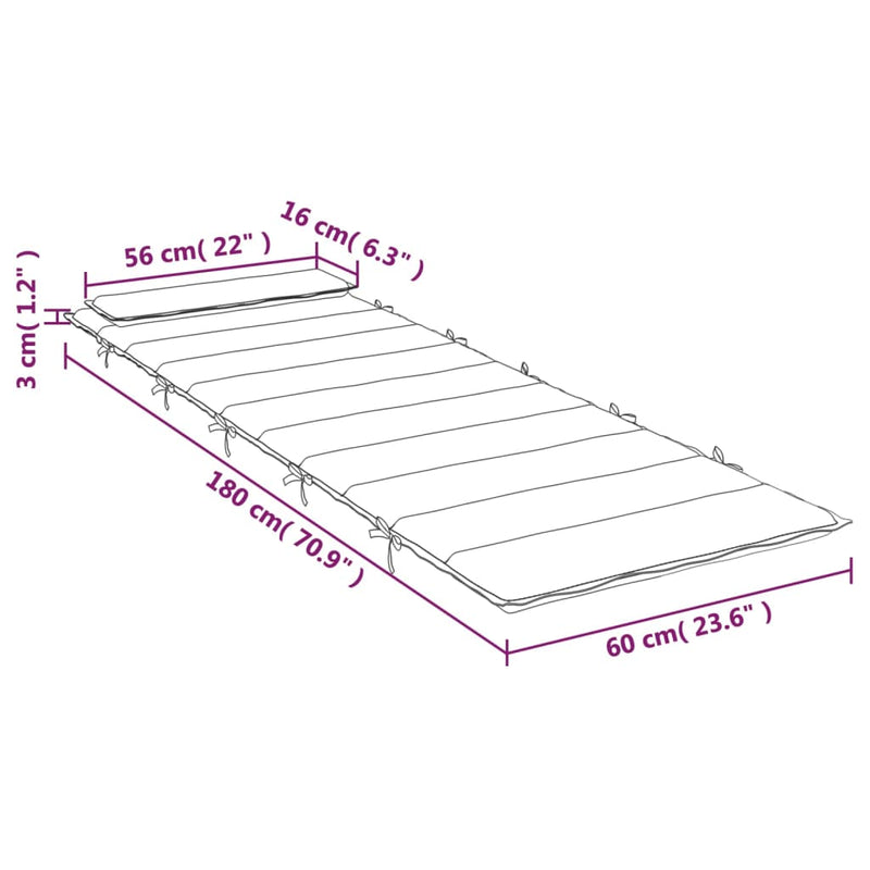 Sun Lounger Cushion Cream 70.9"x23.6"x1.2" Oxford Fabric