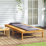 Sun Lounger with Dark Gray Cushion and Pillow Solid Wood Acacia