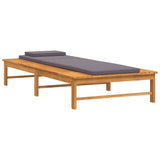 Sun Lounger with Dark Gray Cushion and Pillow Solid Wood Acacia