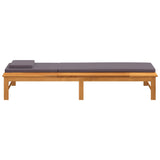 Sun Lounger with Dark Gray Cushion and Pillow Solid Wood Acacia