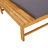 Sun Lounger with Dark Gray Cushion and Pillow Solid Wood Acacia