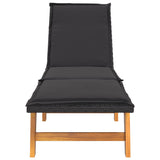 Sun Loungers with Cushions 2 pcs Poly Rattan and Solid Wood Acacia