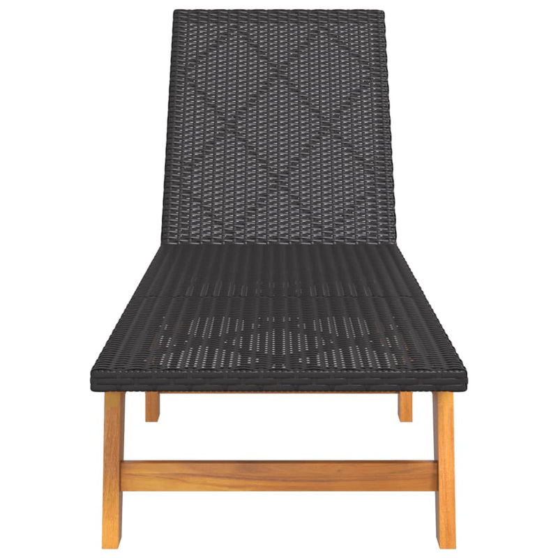 Sun Loungers 2 pcs Black and Brown Poly Rattan and Solid Wood Acacia