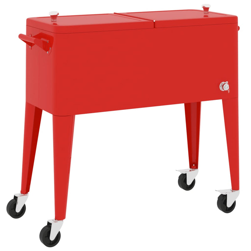 Cooler Cart with Wheels Red 36.2"x16.9"x35"