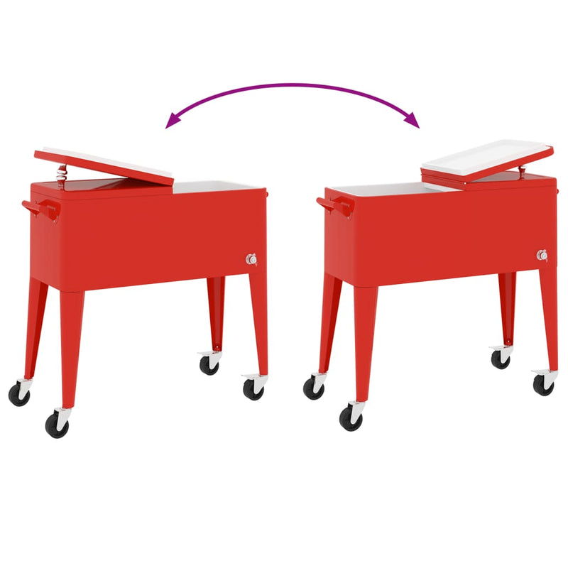 Cooler Cart with Wheels Red 36.2"x16.9"x35"