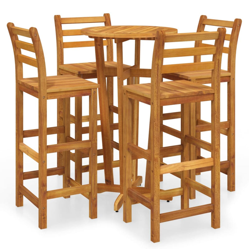 5 Piece Patio Bar Set Solid Wood Acacia