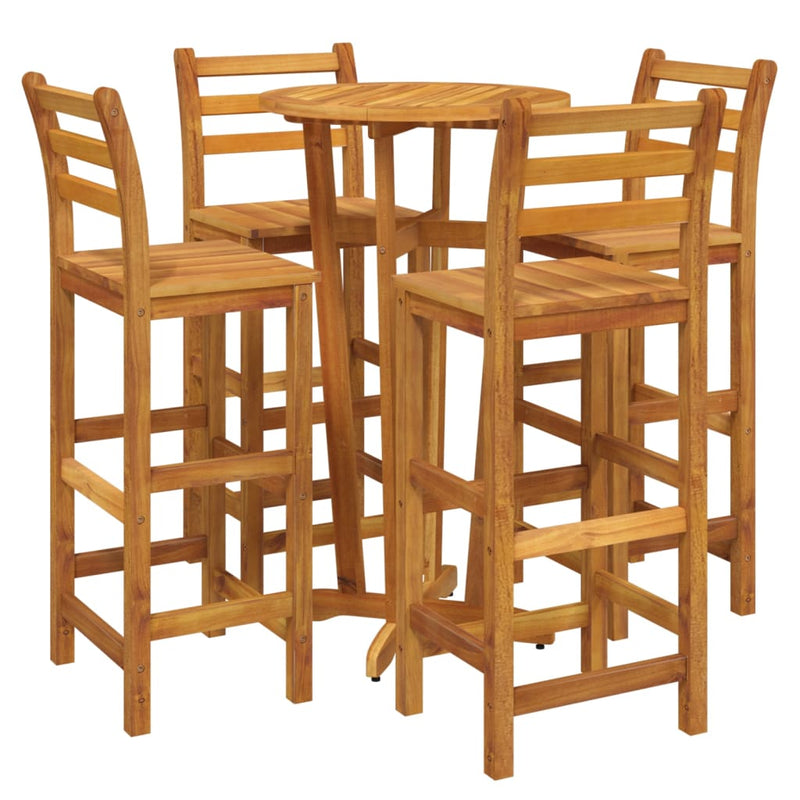 5 Piece Patio Bar Set Solid Wood Acacia