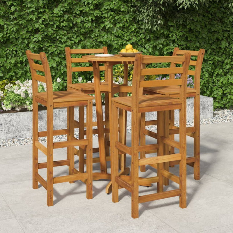 5 Piece Patio Bar Set Solid Wood Acacia