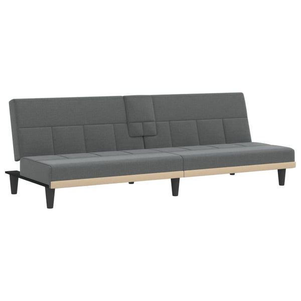 Sofa Bed with Cup Holders Dark Gray Fabric