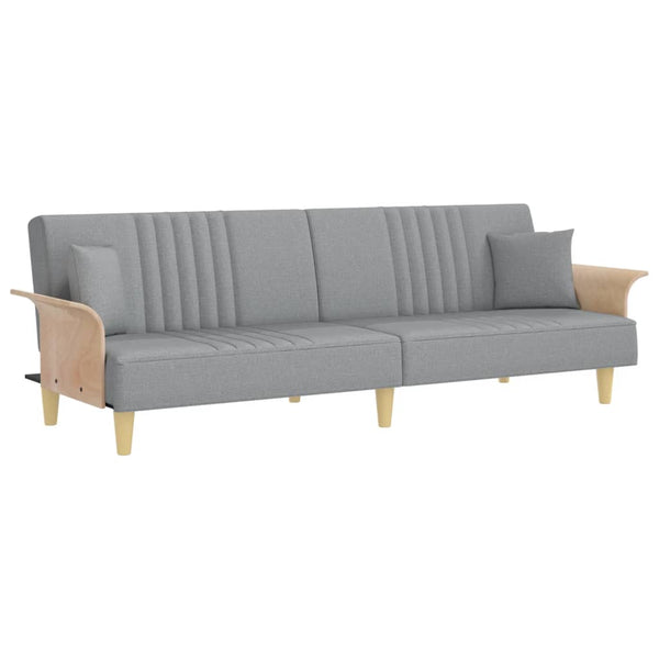 Sofa Bed with Armrests Light Gray Fabric