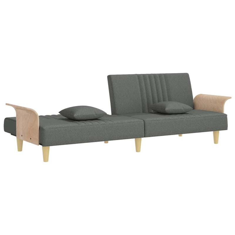 Sofa Bed with Armrests Dark Gray Fabric