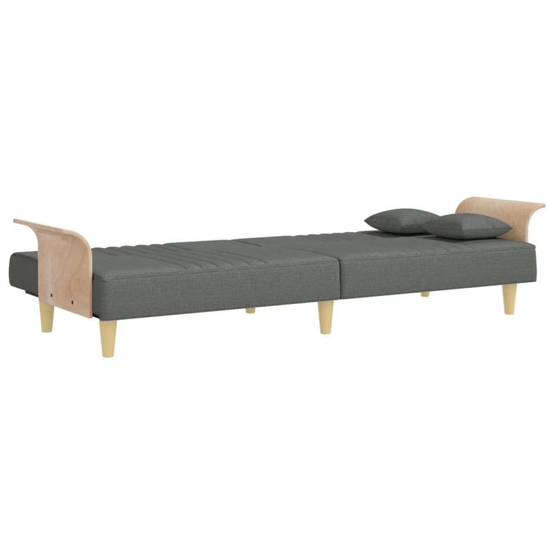 Sofa Bed with Armrests Dark Gray Fabric