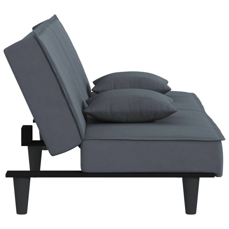 Sofa Bed Dark Gray Velvet