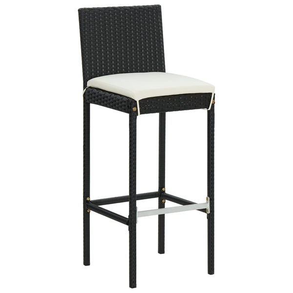 Bar Stools with Cushions 6 pcs Black Poly Rattan