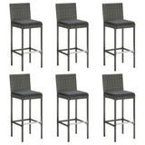 Bar Stools with Cushions 6 pcs Gray Poly Rattan