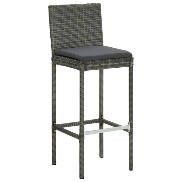 Bar Stools with Cushions 6 pcs Gray Poly Rattan