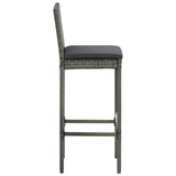 Bar Stools with Cushions 6 pcs Gray Poly Rattan