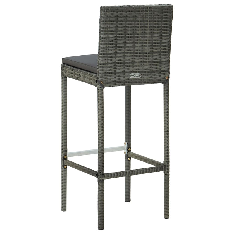 Bar Stools with Cushions 6 pcs Gray Poly Rattan