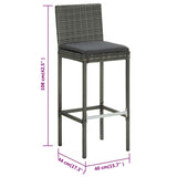 Bar Stools with Cushions 6 pcs Gray Poly Rattan